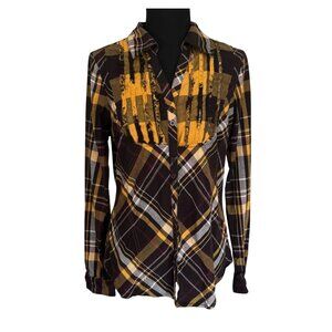 BKE Women's Plaid Button Up Shirt Top - Size Medium